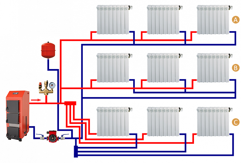 Схема отопления двухэтажного дома - пример схемы отопления