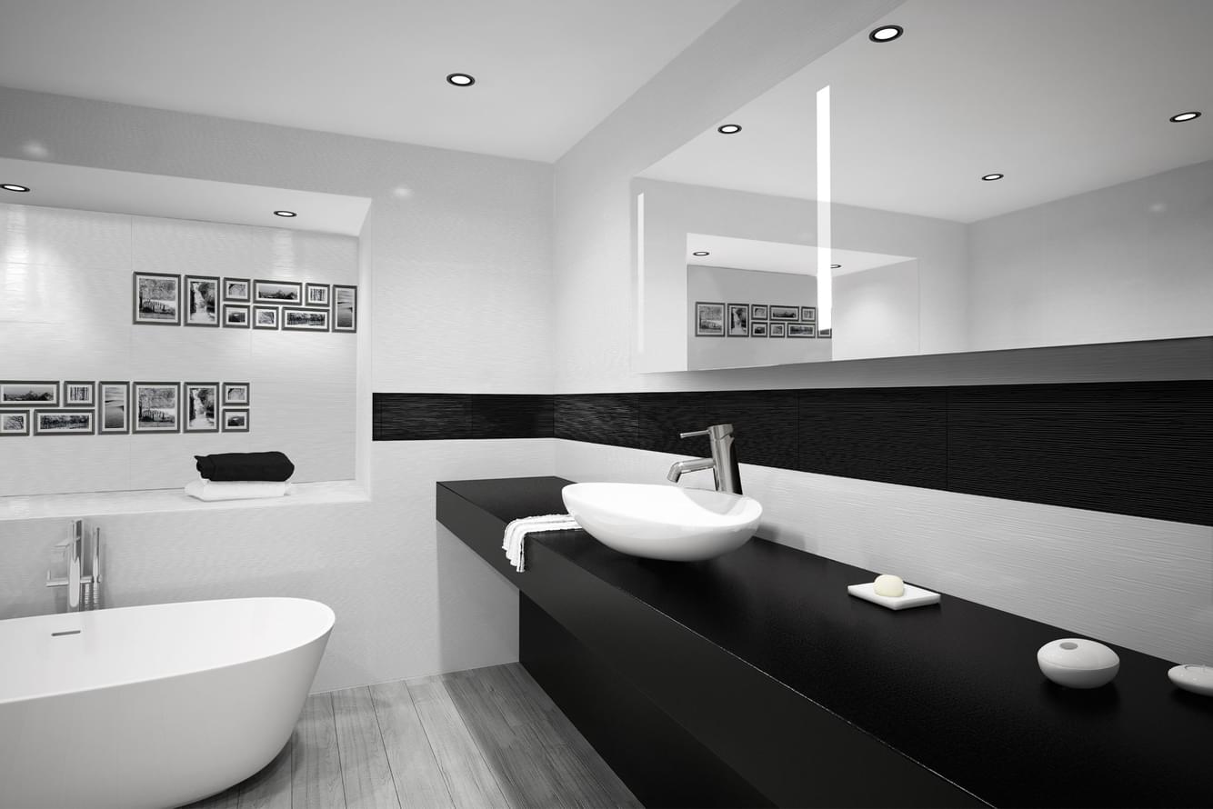 Ванная в черно белом цвете фото дизайн