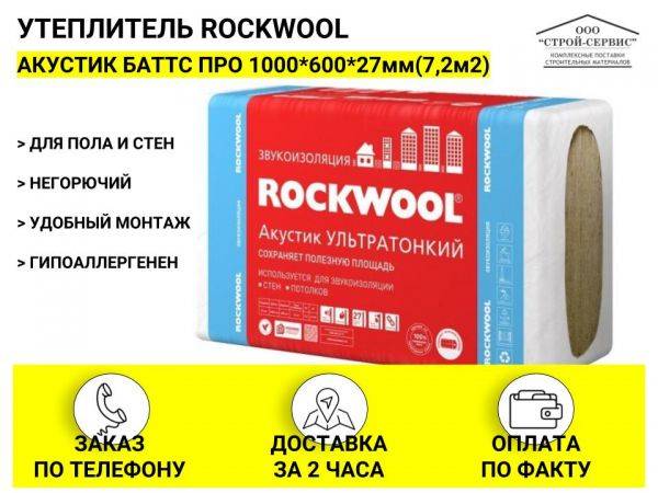 Rockwool акустик баттс — ультратонкая шумоизоляция (звукоизоляция) роквул, характеристики утеплителя
