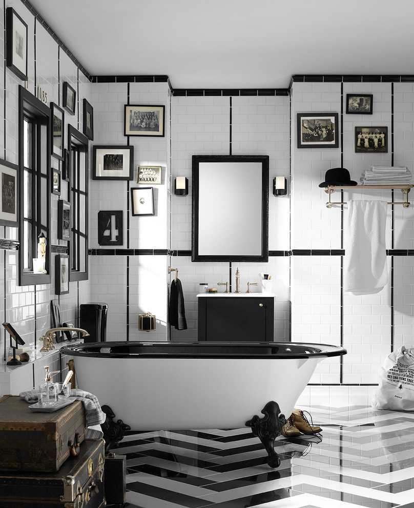 Черно-белая ванная комната: плюсы и минусы, особенности отделки помещения