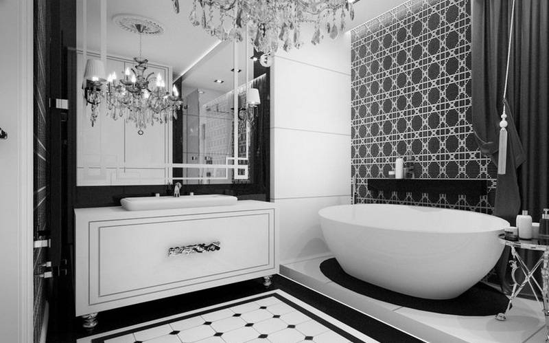 100 лучших идей: черно-белая ванная комната на фото
